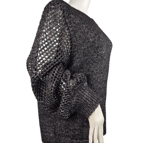 Tommy Bahama Women's Shimmer Balloon Sleeved Bateau Sweater Size XL Black (29) - Picture 3 of 14